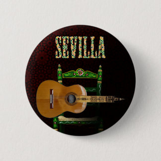 Sevilla Guitarra española con Giralda de Sevilla 缶バッジ