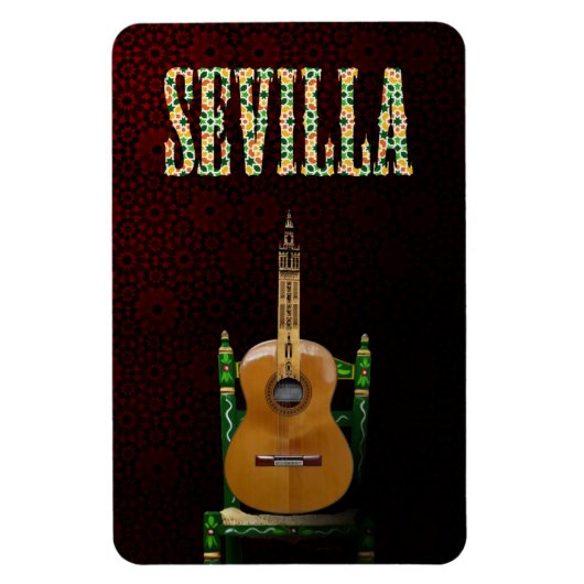 SEVILLA. Guitarra flamenca con Giralda de Sevilla. マグネット (縦)