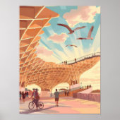 Seville Print Sevilla Illustration Las Setas Print ポスター (正面)