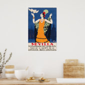 Seville Print Spain Travel Poster Spanish Art ポスター (キッチン)