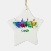 Seville skyline in watercolor セラミックオーナメント (右)