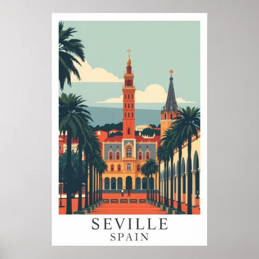 Seville Spain Vintage Travel Art ポスター (正面)