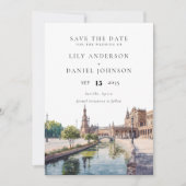 Seville Spain Watercolor Photo Wedding セーブザデート (正面)
