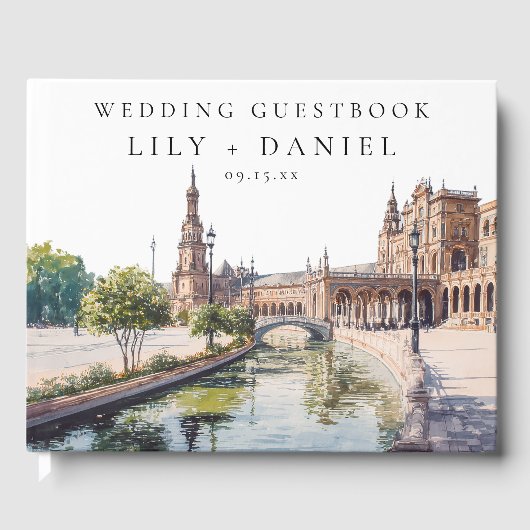 Seville Spain Watercolor Wedding ゲストブック (正面)