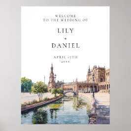 Seville Spain Wedding Welcome Sign ポスター