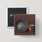 Sevresのブルーのcelesteのコーヒーカップ・アンド・ソーサー、c.1780 缶バッジ (正面&裏面)