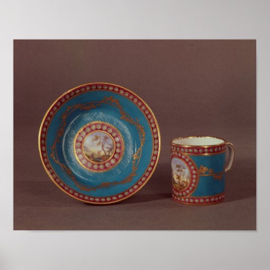 Sevres bleu celesteコーヒーカップとソーサー, c.1780 ポスター (正面)