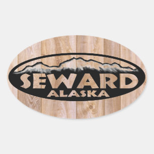 Sewardアラスカの木の印の楕円形のステッカー 楕円形シール