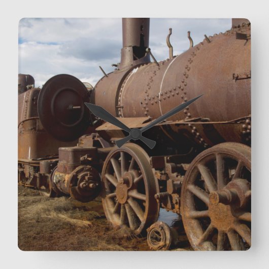 Seward半島、アラスカのどこもへの列車 スクエア壁時計 (正面)