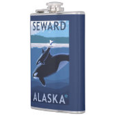 Seward、AlaskaOrcaおよび子牛場面 フラスク (左)