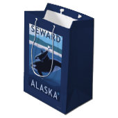 Seward、AlaskaOrcaおよび子牛場面 ミディアムペーパーバッグ (裏面アングル)