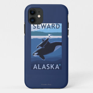 Seward、AlaskaOrcaおよび子牛場面 iPhone 11 ケース