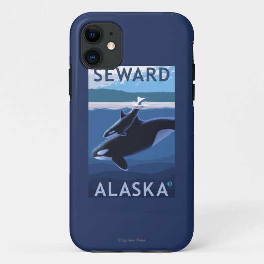 Seward、AlaskaOrcaおよび子牛場面 Case-Mate iPhoneケース (裏面)