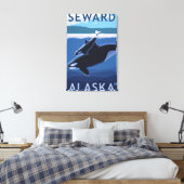 Seward、AlaskaOrca、Calf Scene キャンバスプリント (インサイチュ (寝室))