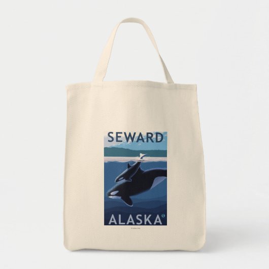 Seward、AlaskaOrca、Calf Scene トートバッグ (正面)