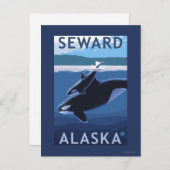 Seward、AlaskaOrca、Calf Scene ポストカード (正面/裏面)