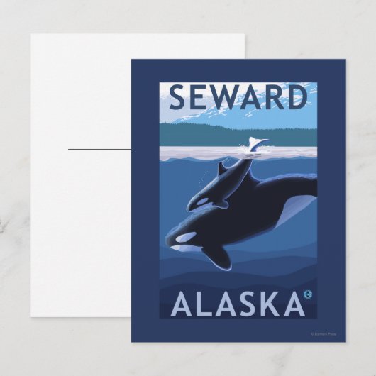 Seward、AlaskaOrca、Calf Scene ポストカード (正面/裏面)