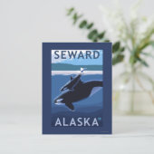 Seward、AlaskaOrca、Calf Scene ポストカード (スタンド正面)