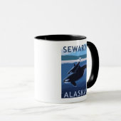 Seward、AlaskaOrca、Calf Scene マグカップ (正面右)
