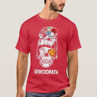 Sewciopath Cool Leopard Skull Floral Sewing Gifts  Tシャツ