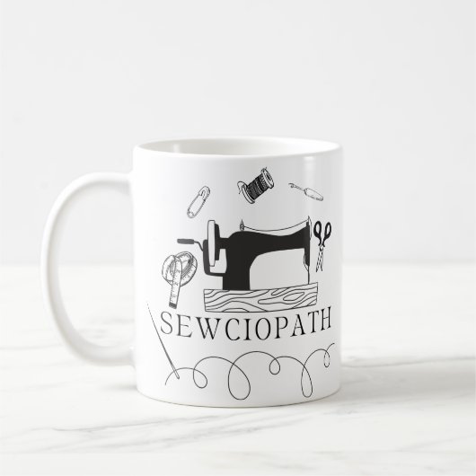 Sewciopath Funny Sewing Lover Gift Idea  コーヒーマグカップ (左)