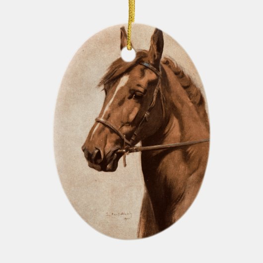 Sewellの本のための黒い美しいのショウガの馬の絵画 セラミックオーナメント (正面)