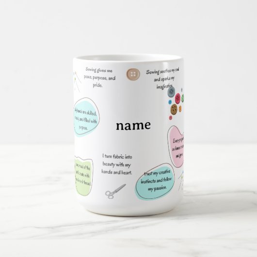 Sewing Affirmations for Crafters | Sewing Quotes コーヒーマグカップ (中央)