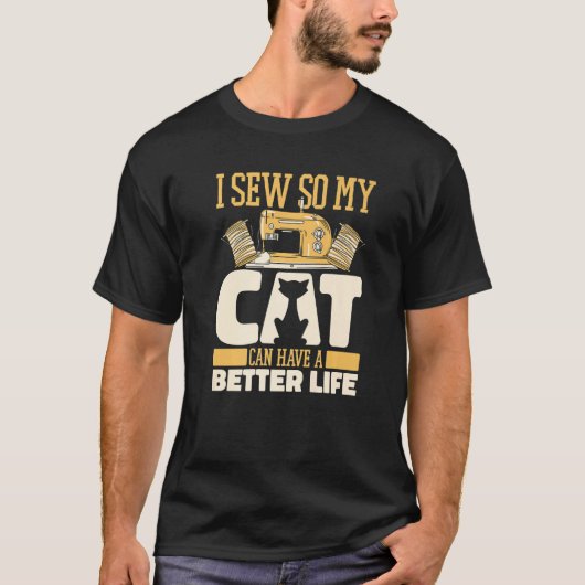 Sewing Cat Sewer Machine  Seamstress Handcraft Sew Tシャツ (正面)