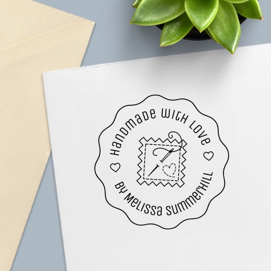 Sewing Craft Handmade with Love Wavy セルフインキングスタンプ