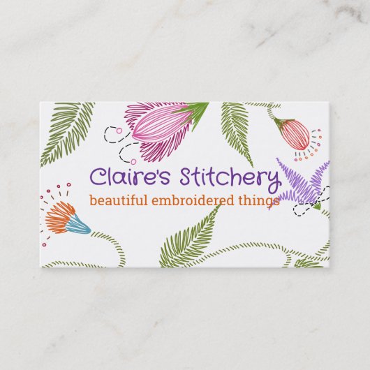 Sewing embroidery embroidered flowers seamstress 名刺 (正面)