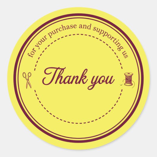Sewing Icons Thank You Business Sticker ラウンドシール (正面)