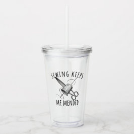 Sewing Keeps Me Mended Vintage Scissors Fun アクリルタンブラー