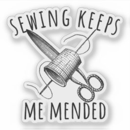 Sewing Keeps Me Mended Vintage Scissors Fun シール