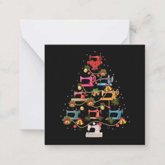 Sewing Machine Christmas Tree ノートカード (正面)