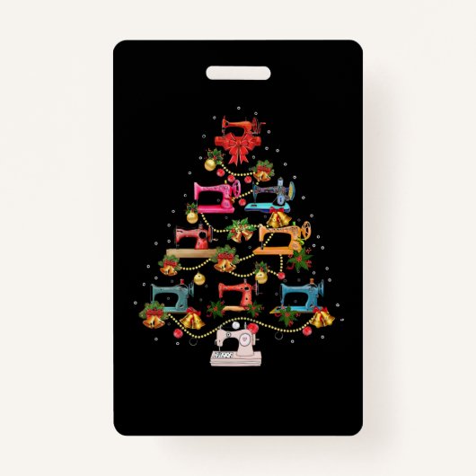Sewing Machine Christmas Tree バッジ (正面)