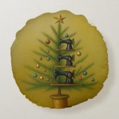 Sewing machine Christmas tree Happy Crafty Xmas ラウンドクッション (裏面)
