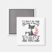 Sewing Machine Craft Quilting Sewer Cat Sewing  マグネット (正面/裏面)