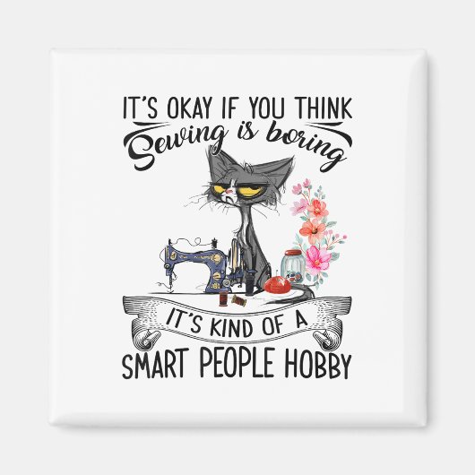 Sewing Machine Craft Quilting Sewer Cat Sewing  マグネット (正面)