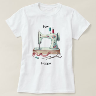 Sewing machine cute craft sew happy t-shirt tシャツ