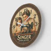 Sewing machine seamstress gift Vintage Singer ラージ壁時計 (傾斜)