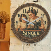 Sewing machine seamstress gift Vintage Singer ラージ壁時計