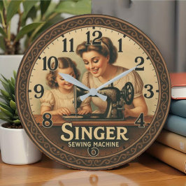 Sewing machine seamstress gift Vintage Singer ラージ壁時計
