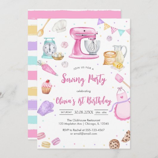 Sewing Party Birthday Invitation 招待状 (正面/裏面)