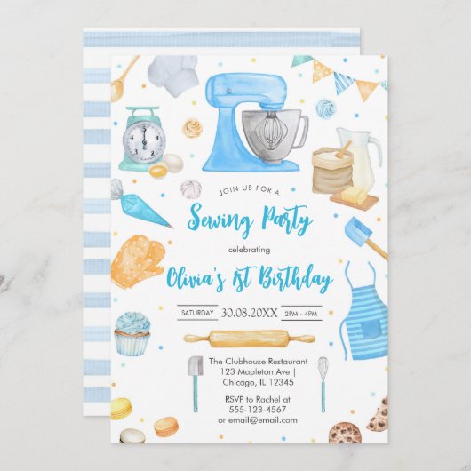 Sewing Party Birthday Invitation 招待状 (正面/裏面)