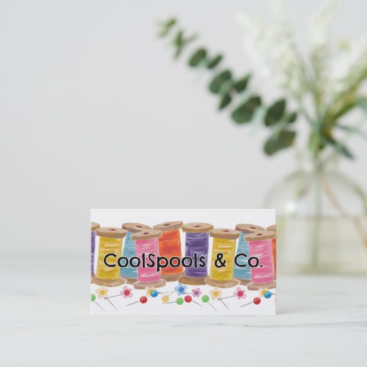 Sewing quilter quilter seamstress thread spools 名刺 (スタンド正面)