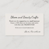 Sewing Small Business Thank You Business Card 名刺 (裏面)