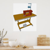Sewing Table And Machine ポスター (キッチン)
