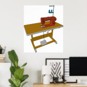 Sewing Table And Machine ポスター (ホームオフィス)