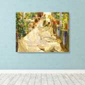 Sewing the Sail, 1896 by Joaquin Sorolla キャンバスプリント (インサイチュ (ウッドフロア))