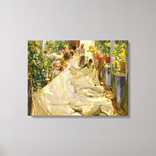 Sewing the Sail, 1896 by Joaquin Sorolla キャンバスプリント (正面)